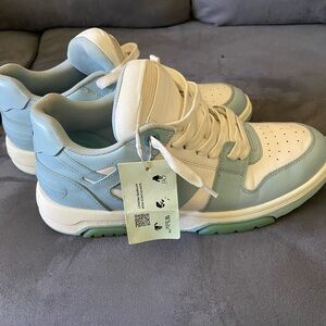 Off-White Light Blue and Cream Sneakers